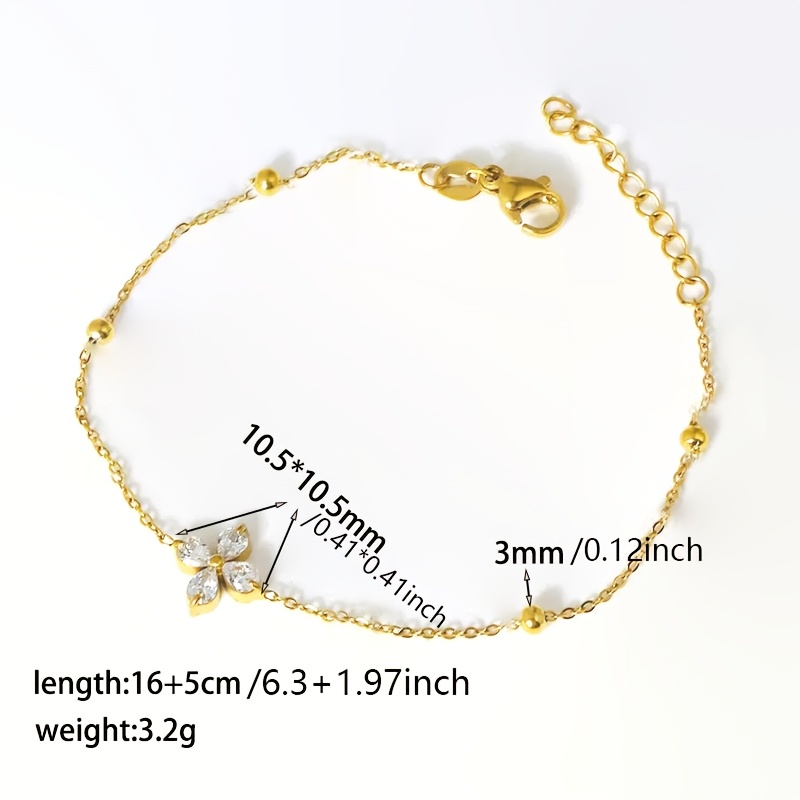 2pcs Double-Layer Fine Bead Clover Titanium Steel Jewelry Set